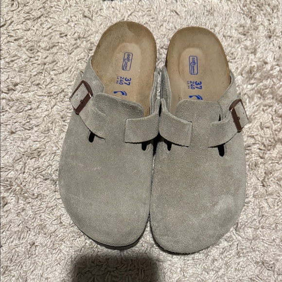 Birkenstock Shoes - Birkenstock Gray Suede Mules